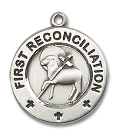 First Reconciliation Medal - Sterling Silver 5/8 x 1/2 Round Pendant 4008SS