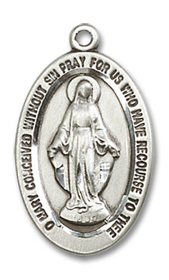Miraculous Medal - Sterling Silver Oval Pendant 2 Sizes