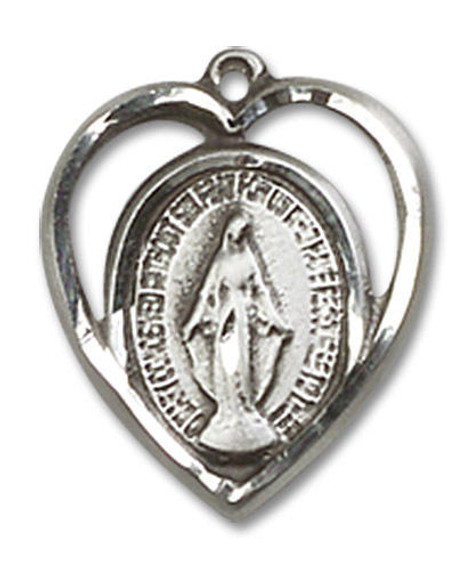 Cut Out Heart Shaped Miraculous Pendant - Sterling Silver 5/8 x 1/2 4125SS