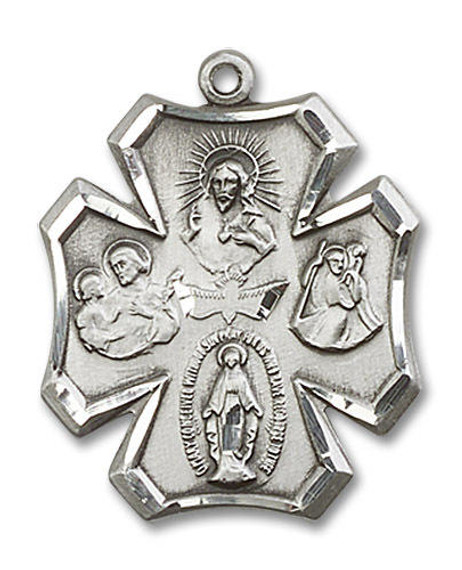 4-Way Medal - Sterling Silver 1 x 7/8 Pendant 4137SS