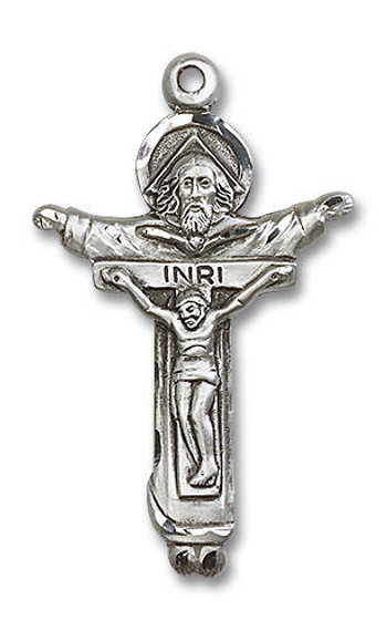 Trinity Crucifix Pendant - Sterling Silver 1 3/4 x 1 4151SS