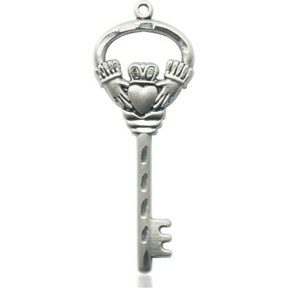 Key with Claddagh Pendant - Sterling Silver 1 1/2 x 1/2 5110SS