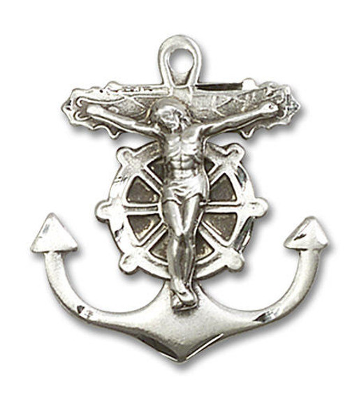 Large Anchor Crucifix Pendant - Sterling Silver 1 x 7/8 5685SS