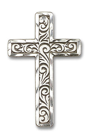Knurled Cross Pendant - Sterling Silver 1 3/4 x 1 5737SS