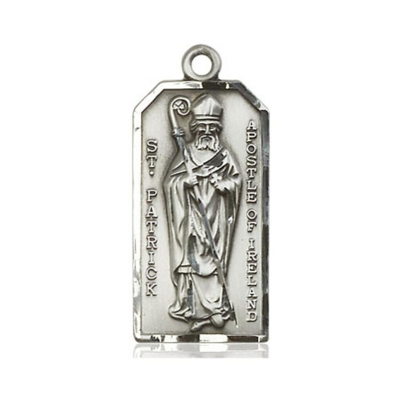 Large St Patrick Apostle of Ireland Medal - Sterling Silver 1 x 3/8 Pendant 5914SS