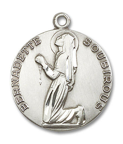 St Bernadette Soubirous Medal - Sterling Silver Round Pendant 2 Sizes