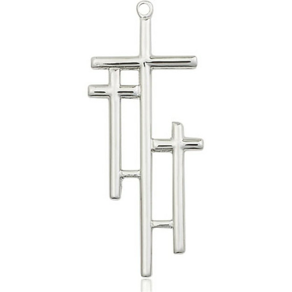 Three Crosses Pendant - Sterling Silver 1 3/8 x 1/2 6030SS
