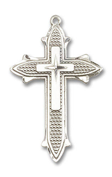 Extra Large Embellished Cross On Cross Pendant - Sterling Silver 1 3/8 x 3/4 6059SS