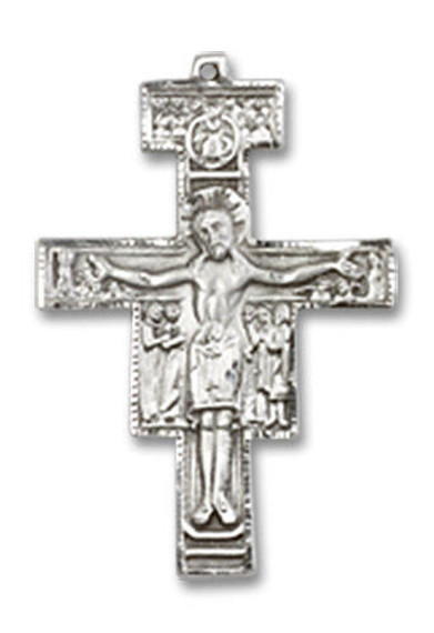 San Damiano Crucifix Pendant - Sterling Silver 5/8 x 3/8 6078SS