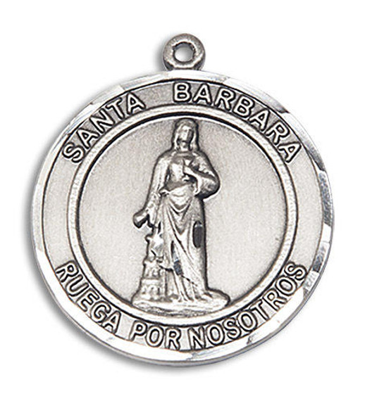 Santa Barbara Medal - Sterling Silver Round Pendant 2 Sizes
