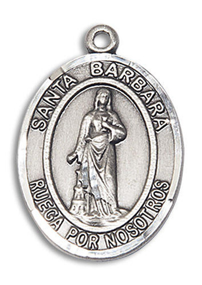 Santa Barbara Medal - Sterling Silver Oval Pendant 2 Sizes