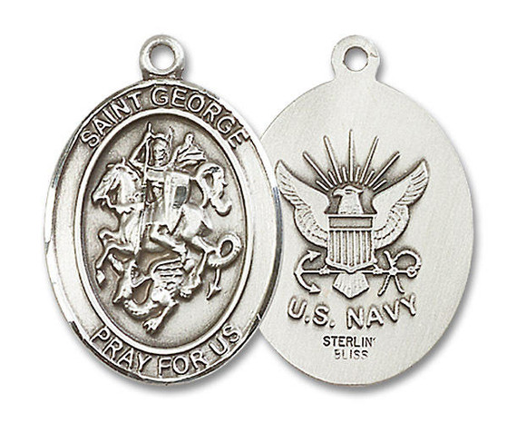 St George Navy Medal - Sterling Silver Oval Pendant 3 Sizes