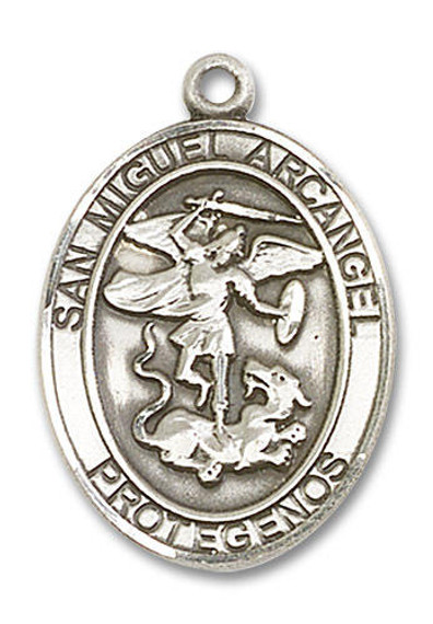 San Miguel Arcangel Medal - Sterling Silver Oval Pendant 2 Sizes