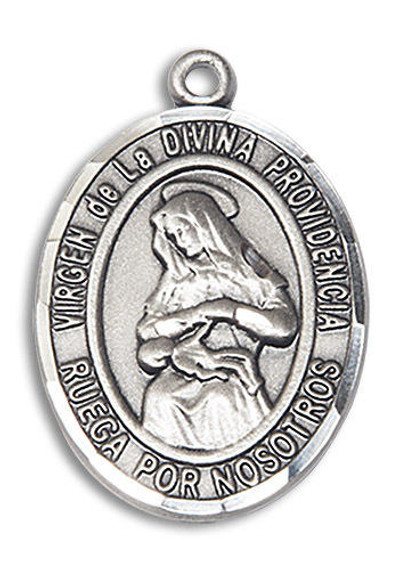 Virgen De La Divina Medal - Sterling Silver Oval Pendant 2 Sizes