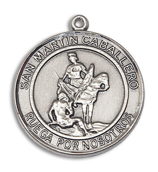 San Martin Caballero Medal - Sterling Silver Round Pendant 2 Sizes