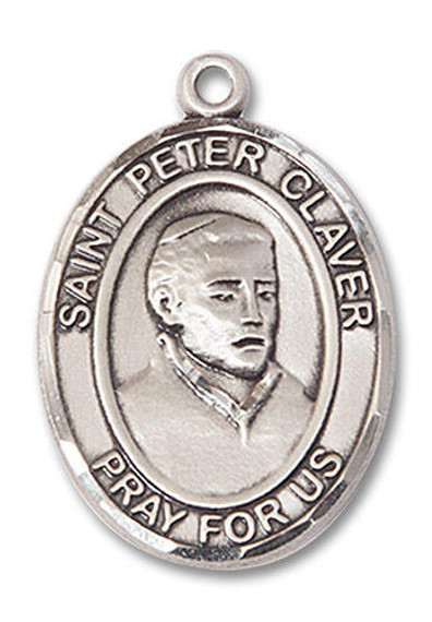 St Peter Claver Medal - Sterling Silver Oval Pendant 2 Sizes