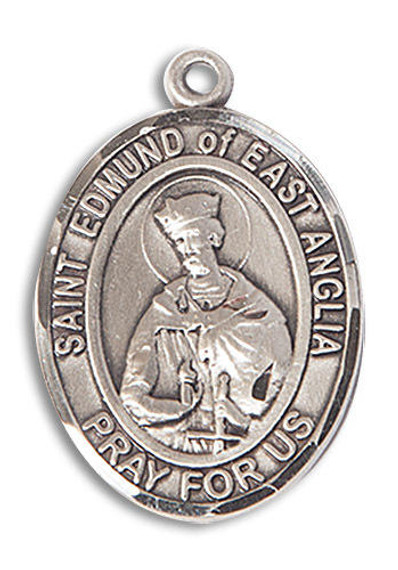 St Edmund of East Anglia Medal - Sterling Silver Oval Pendant 2 Sizes