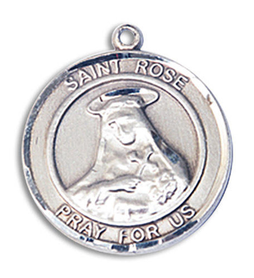 St Rose Medal - Sterling Silver 3/4 x 5/8 Round Pendant 8095RDSS