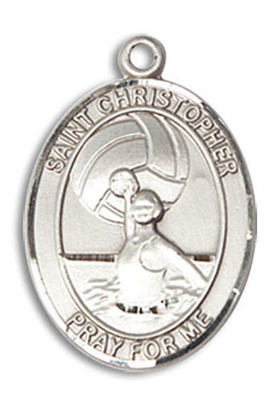 St Christopher Womens Water Polo Medal - Sterling Silver 3/4 x 1/2 Oval Pendant 8199SS