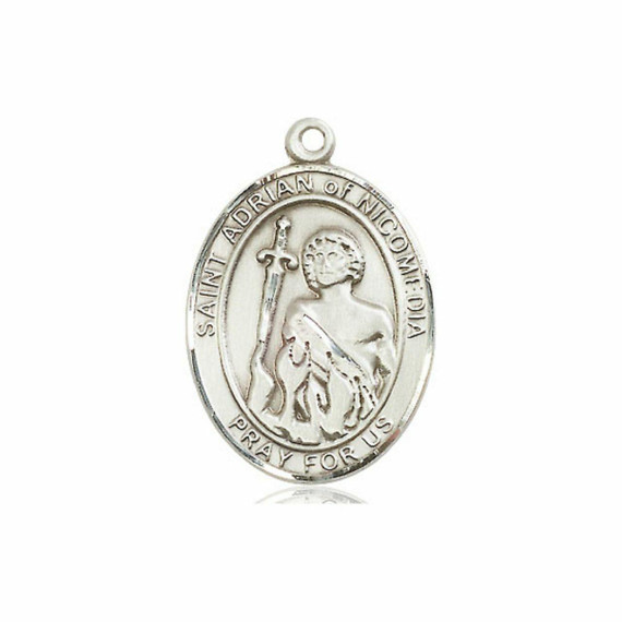St Adrian of Nicomedia Medal - Sterling Silver Oval Pendant 3 Sizes