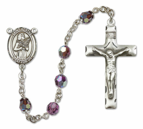 St Agatha Sterling Silver Rosary - 16 Color Options 8003/0644