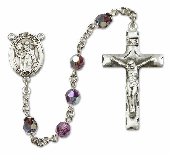 St Boniface Sterling Silver Rosary - 16 Color Options 8009/0644