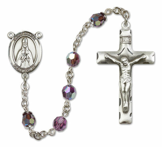 St Blaise Sterling Silver Rosary - 16 Color Options 8010/0644