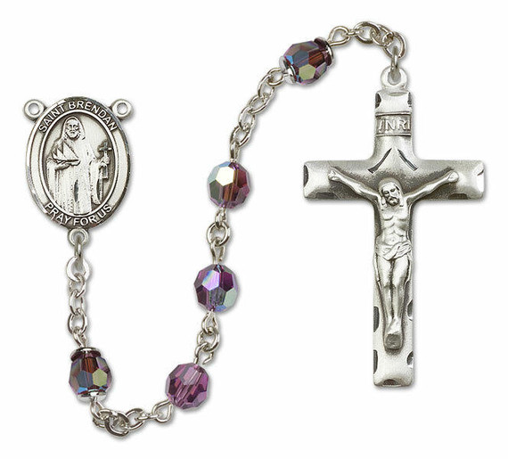St Brendan The Navigator Sterling Silver Rosary - 16 Color Options 8018/0644