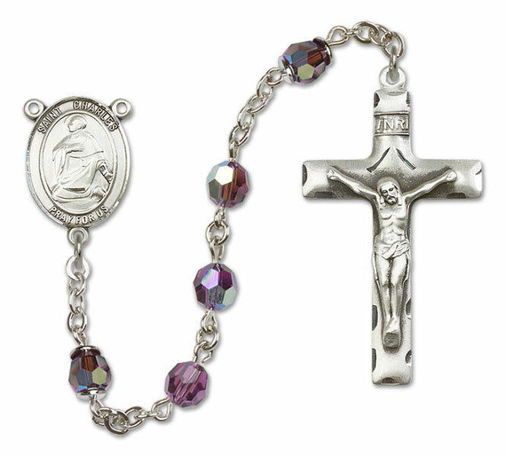 St Charles Borromeo Sterling Silver Rosary - 16 Color Options 8020/0644