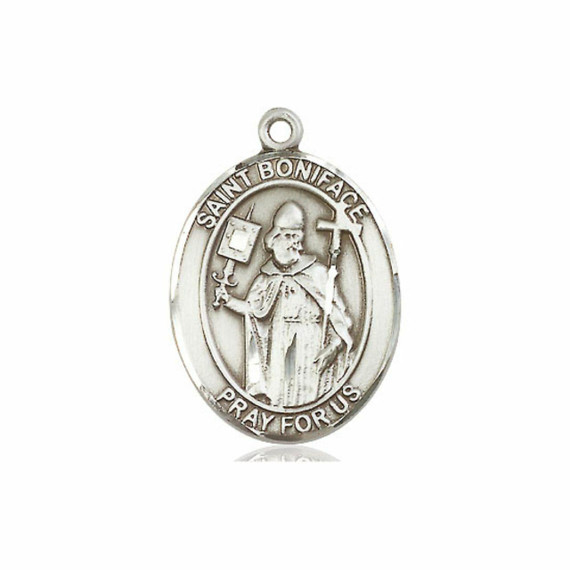 St Boniface Medal - Sterling Silver Oval Pendant 3 Sizes