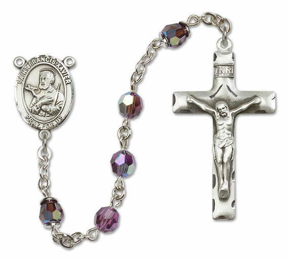 St Francis Xavier Sterling Silver Rosary - 16 Color Options 8037/0644