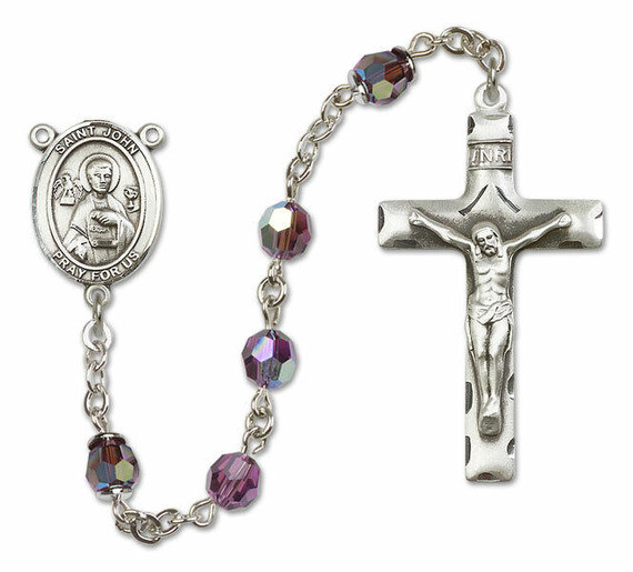St John The Apostle Sterling Silver Rosary - 16 Color Options 8056/0644