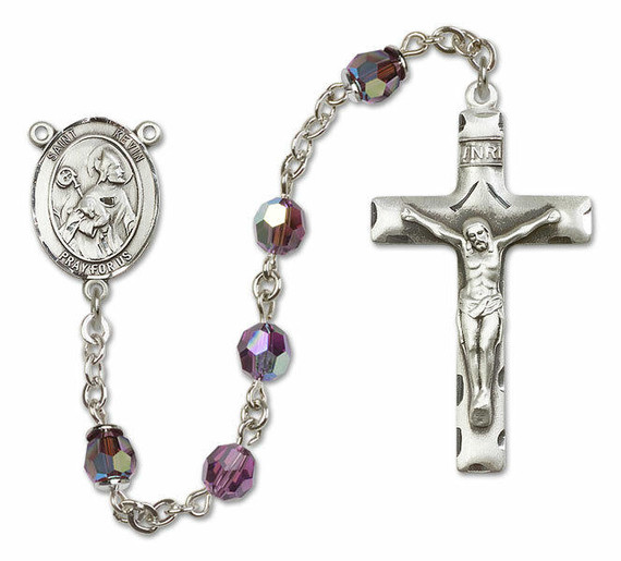 St Kevin Sterling Silver Rosary - 16 Color Options 8062/0644
