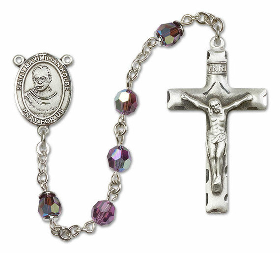 St Maximilian Kolbe Sterling Silver Rosary - 16 Color Options 8073/0644