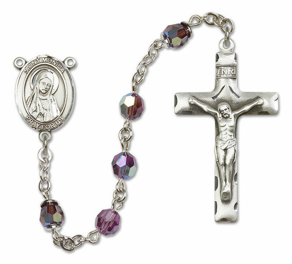 St Monica Sterling Silver Rosary - 16 Color Options 8079/0644