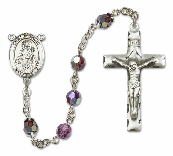 St Nicholas Sterling Silver Rosary - 16 Color Options 8080/0644