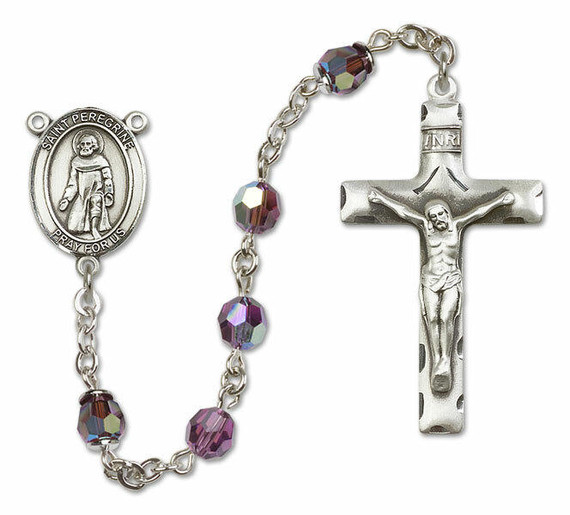 St Peregrine Laziosi Sterling Silver Rosary - 16 Color Options 8088/0644