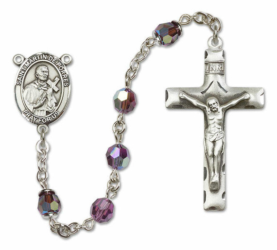 St Martin De Porres Sterling Silver Rosary - 16 Color Options 8089/0644