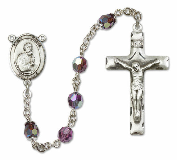 St Peter The Apostle Sterling Silver Rosary - 16 Color Options 8090/0644