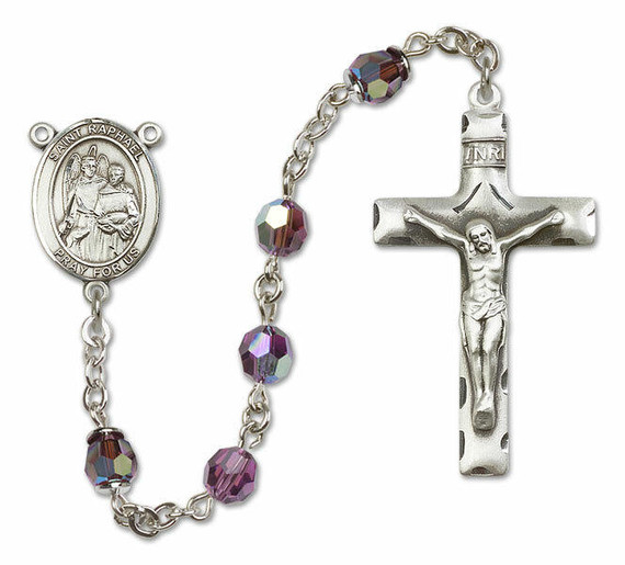 St Raphael The Archangel Sterling Silver Rosary - 16 Color Options 8092/0644