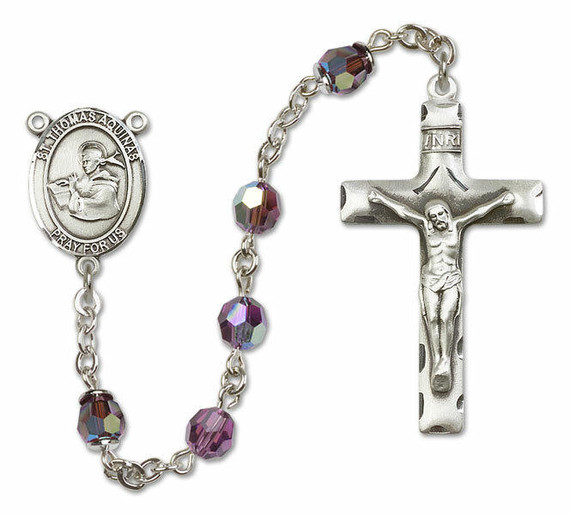 St Thomas Aquinas Sterling Silver Rosary - 16 Color Options 8108/0644