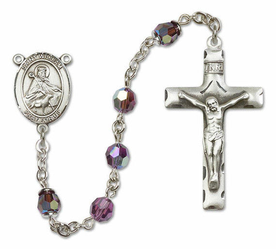 St William of Rochester Sterling Silver Rosary - 16 Color Options 8114/0644