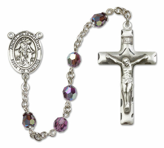 Guardian Angel Sterling Silver Rosary - 16 Color Options 8115SP/0644