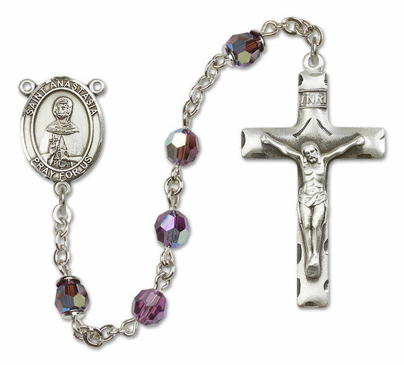 St Anastasia Sterling Silver Rosary - 16 Color Options 8213/0644