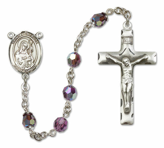 St Gertrude of Nivelles Sterling Silver Rosary - 16 Color Options 8219/0644