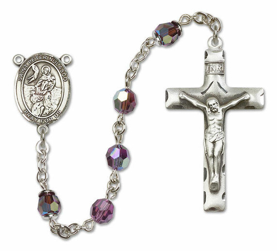St Peter Nolasco Sterling Silver Rosary - 16 Color Options 8291/0644