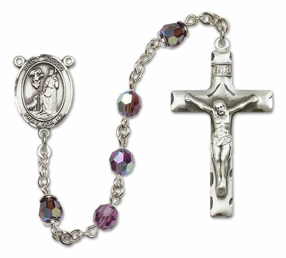 St Rocco Sterling Silver Rosary - 16 Color Options 8377/0644