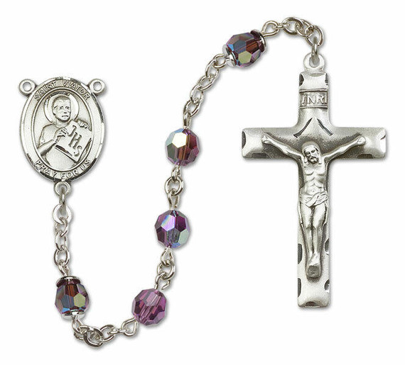 St Viator of Bergamo Sterling Silver Rosary - 16 Color Options 8408/0644