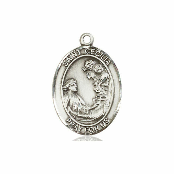 St Cecilia Medal - Sterling Silver Oval Pendant 3 Sizes