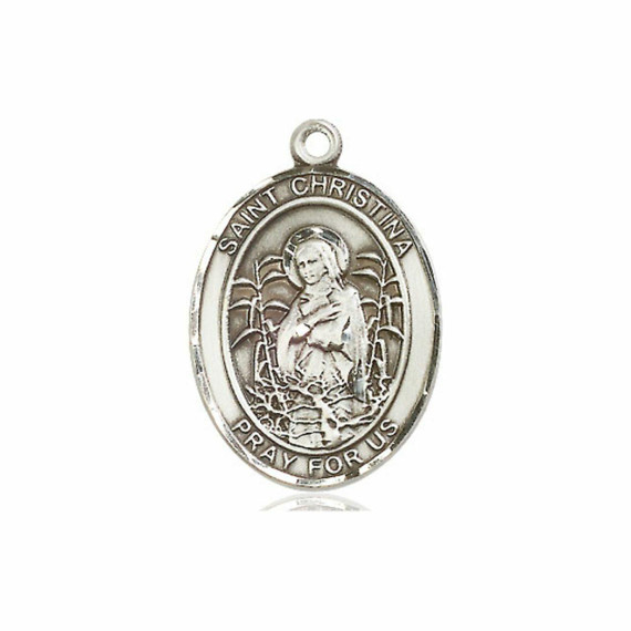 St Christina Medal - Sterling Silver Oval Pendant 3 Sizes